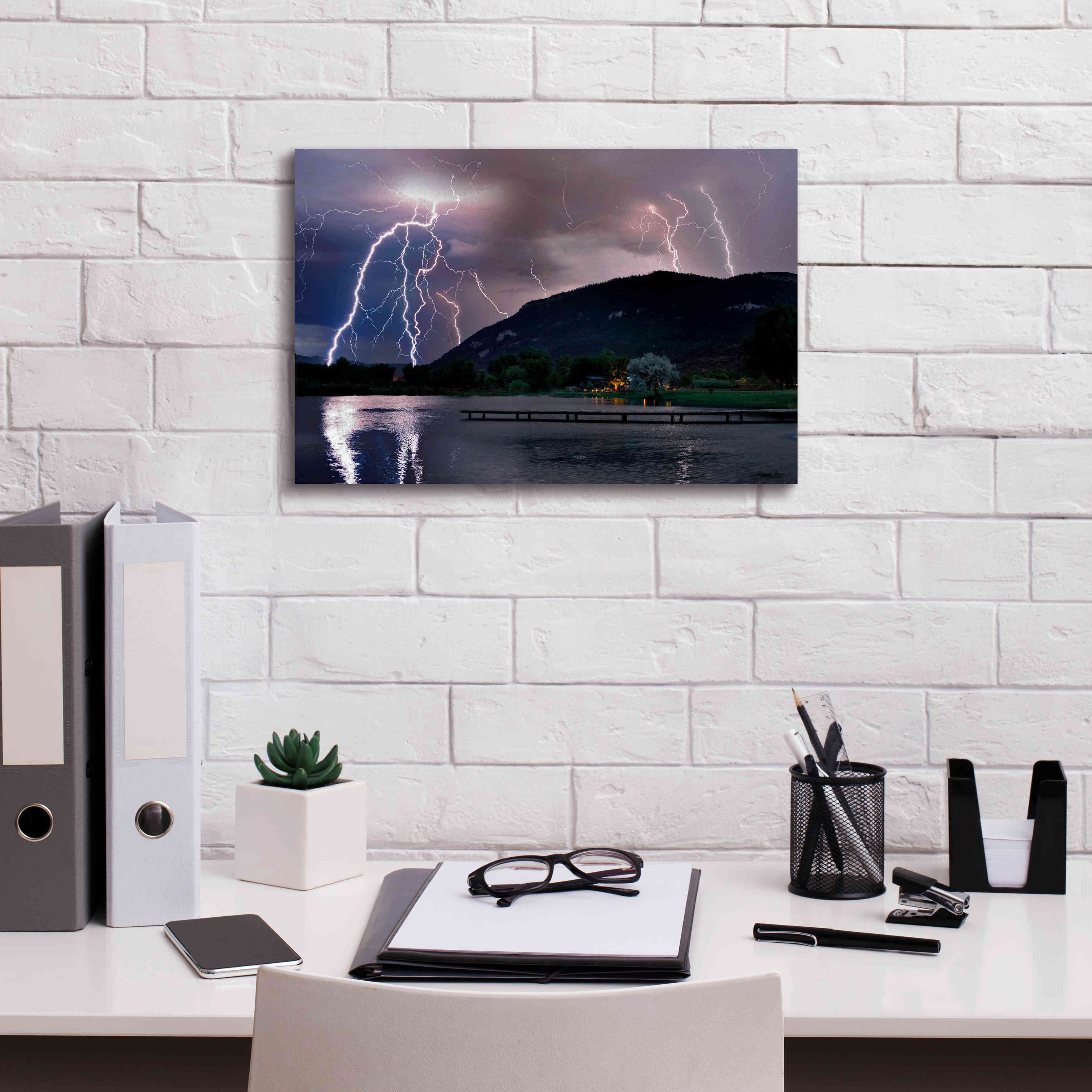 'Lightning Campground' by Mike Jones, Giclee Canvas Wall Art,18 x 12