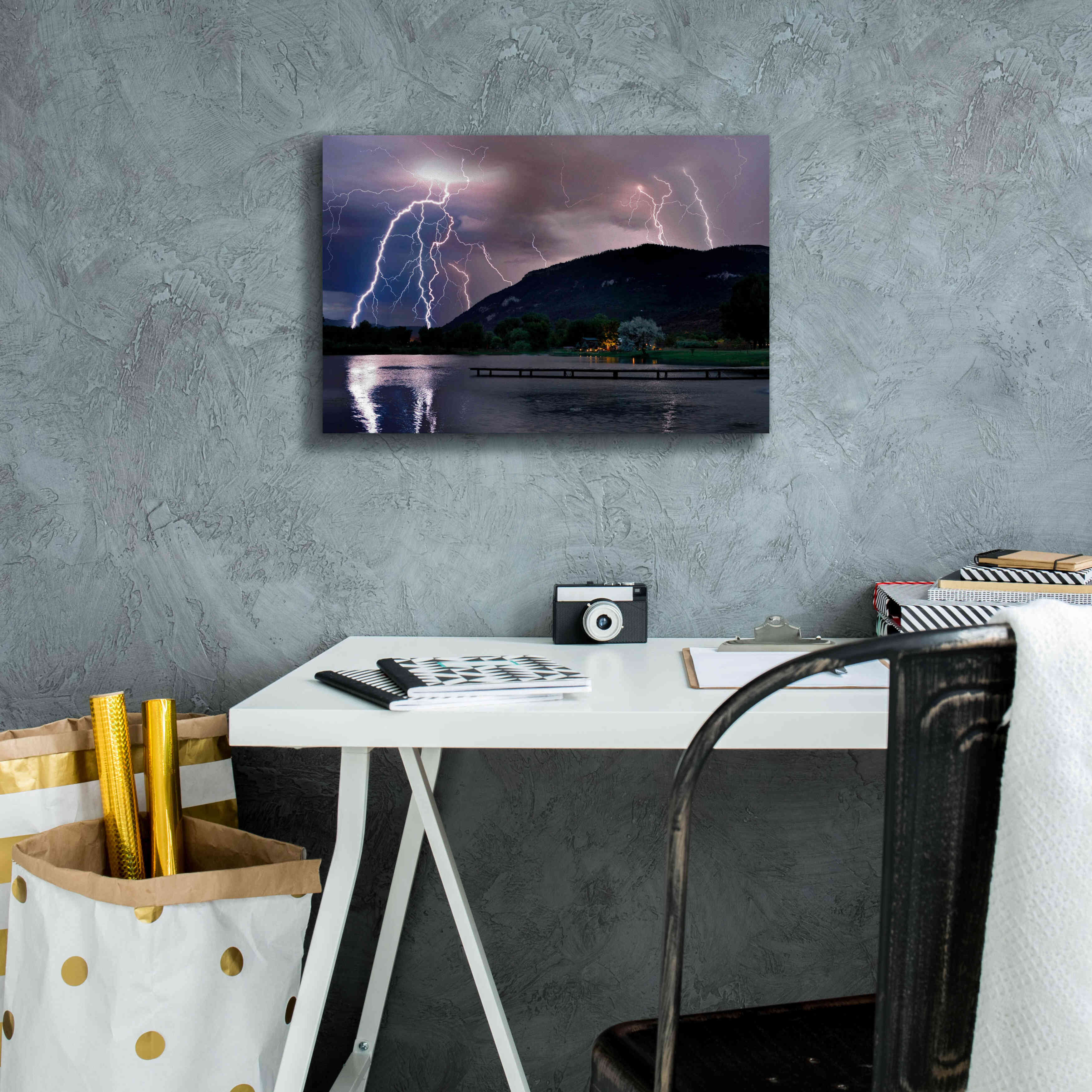 'Lightning Campground' by Mike Jones, Giclee Canvas Wall Art,18 x 12