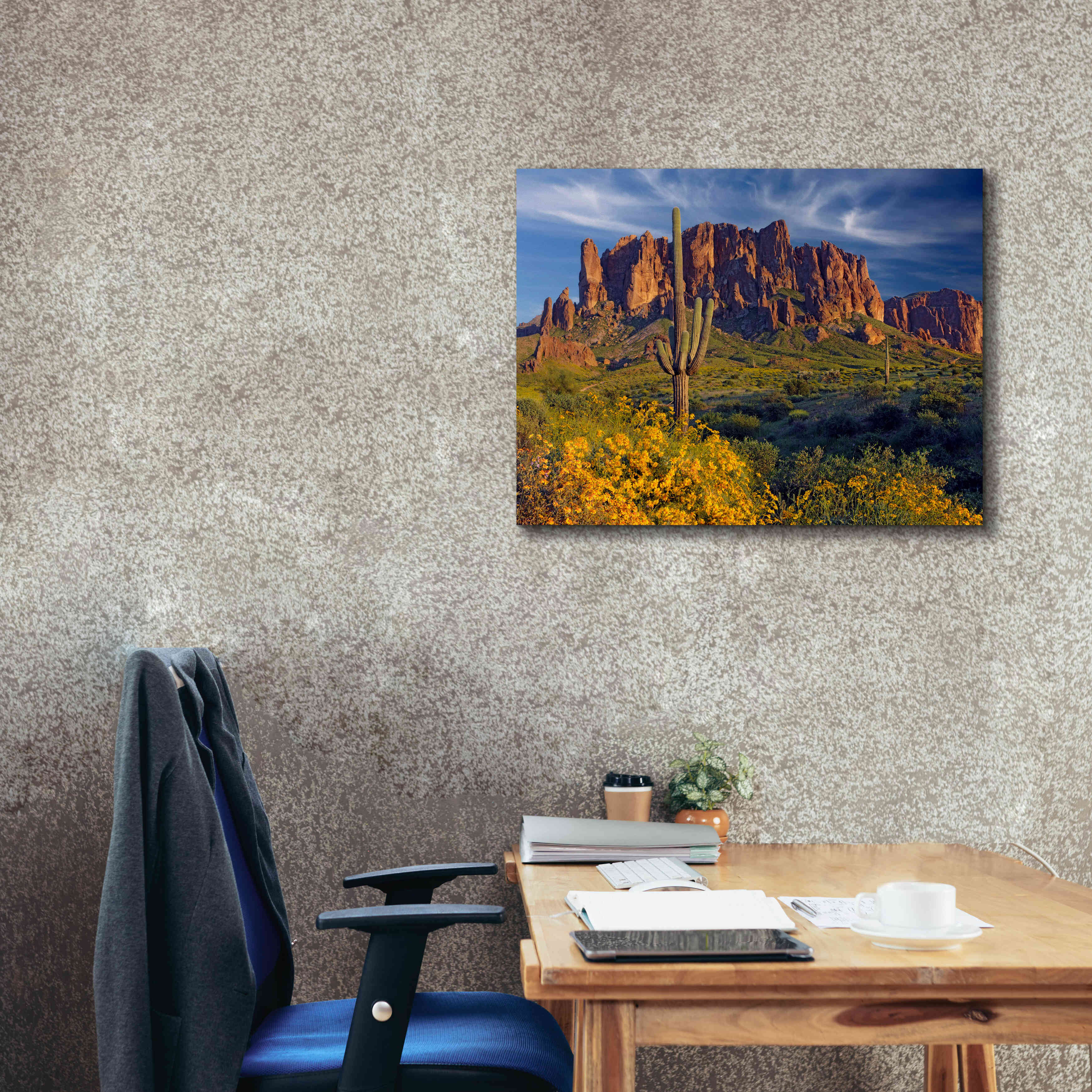 'Lost Dutchman flowers' by Mike Jones, Giclee Canvas Wall Art,34 x 26