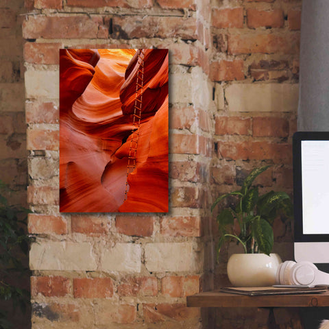 Image of 'Lower Antelope Canyon Ladder' by Mike Jones, Giclee Canvas Wall Art,12 x 18