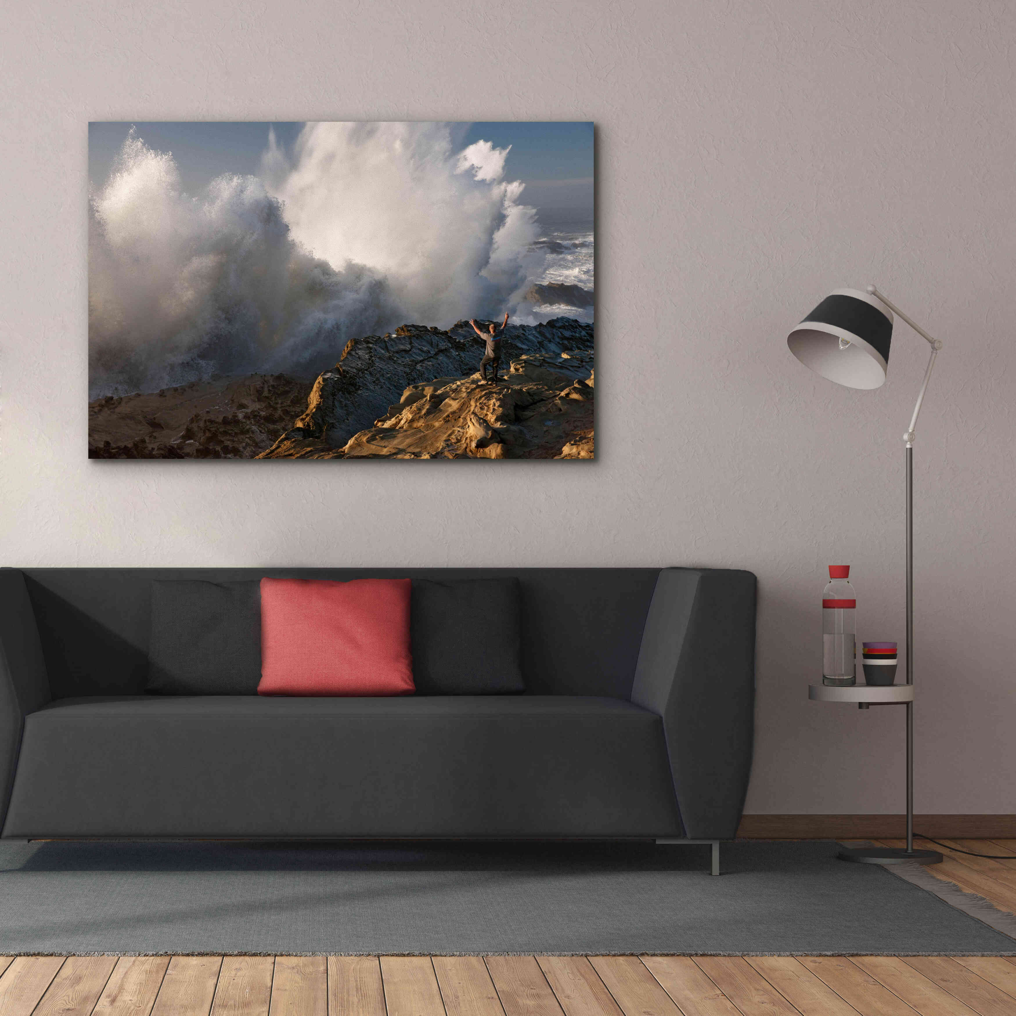 'Oregon Shore Acres Guy Huge Wave ' by Mike Jones, Giclee Canvas Wall Art,60 x 40