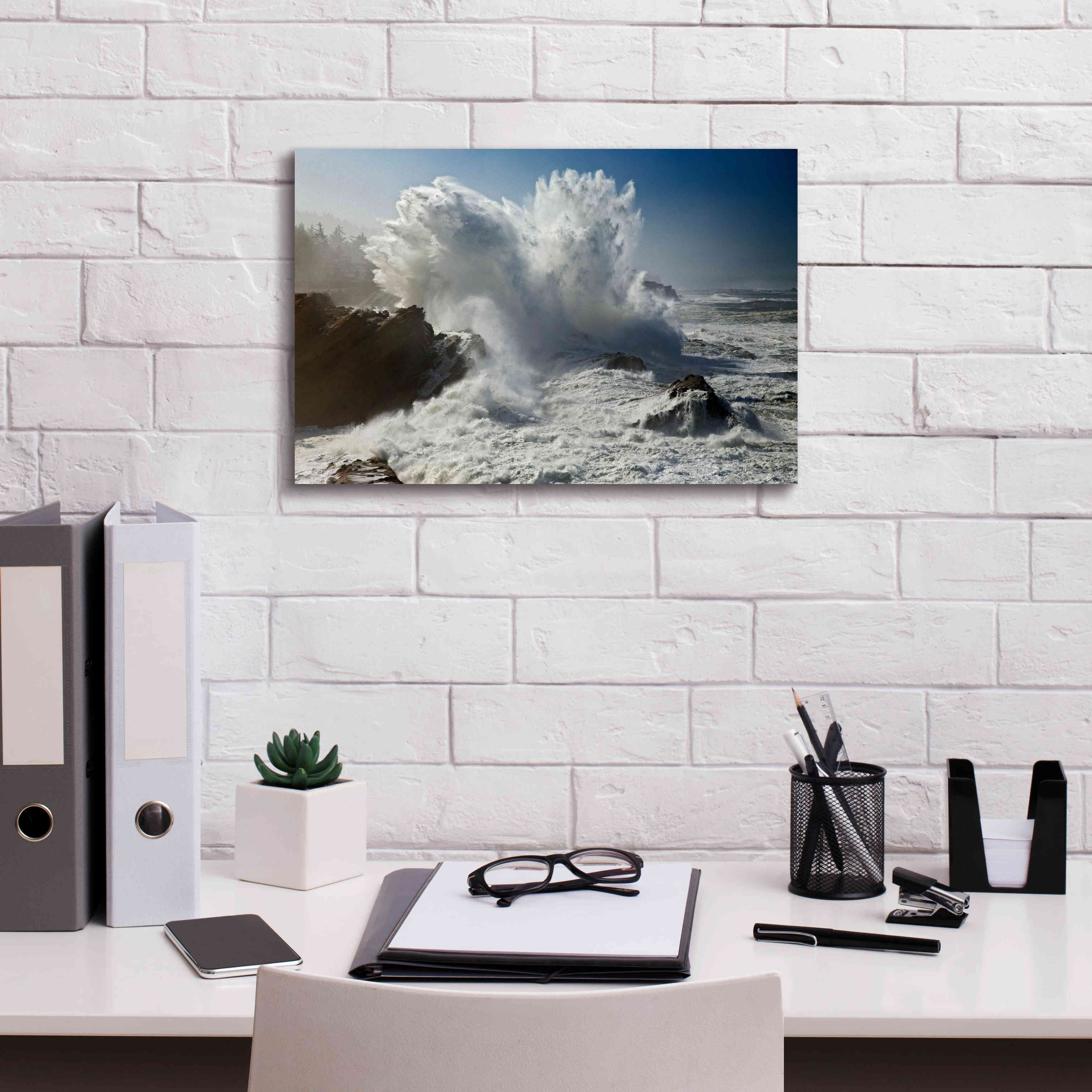 'Oregon Shore Acres SP Wave' by Mike Jones, Giclee Canvas Wall Art,18 x 12