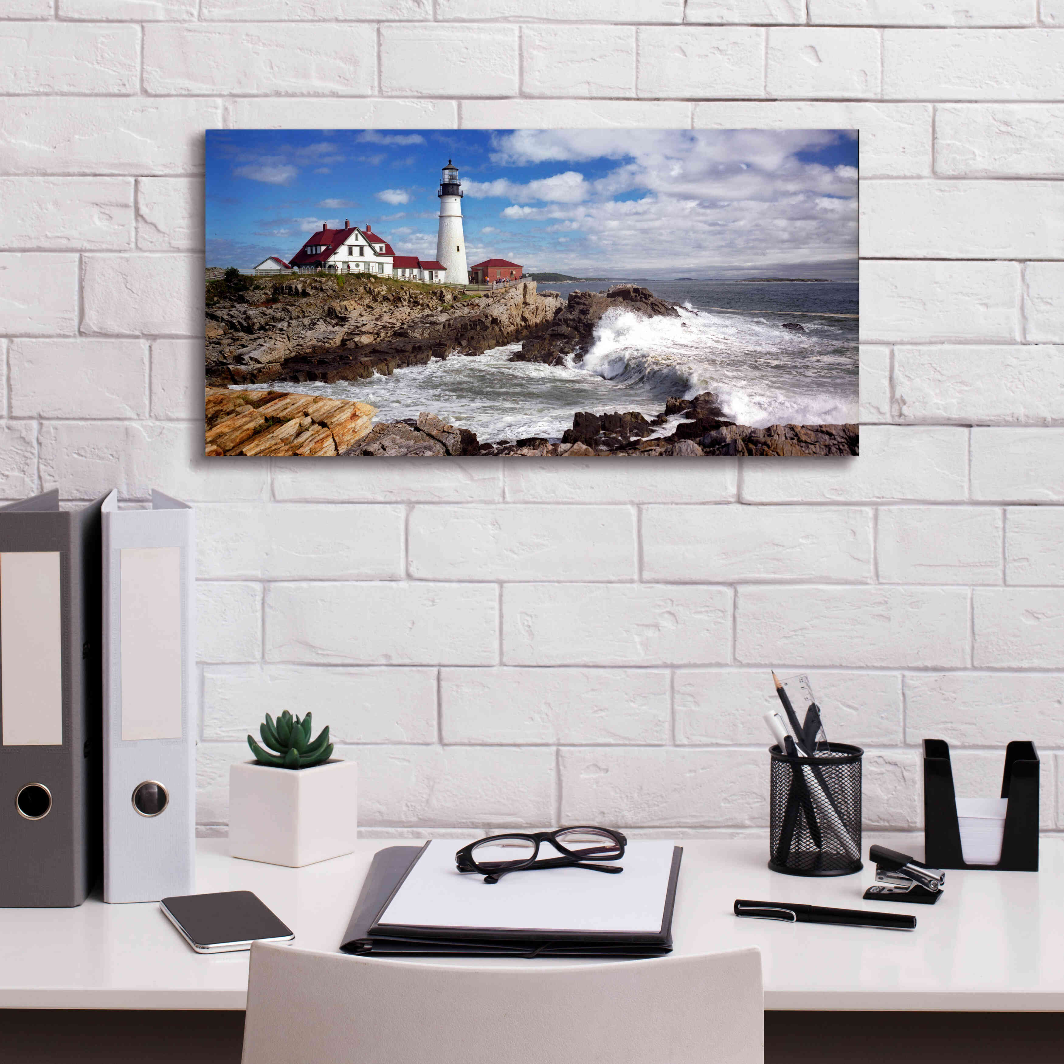'Portland Head Light' by Mike Jones, Giclee Canvas Wall Art,24 x 12