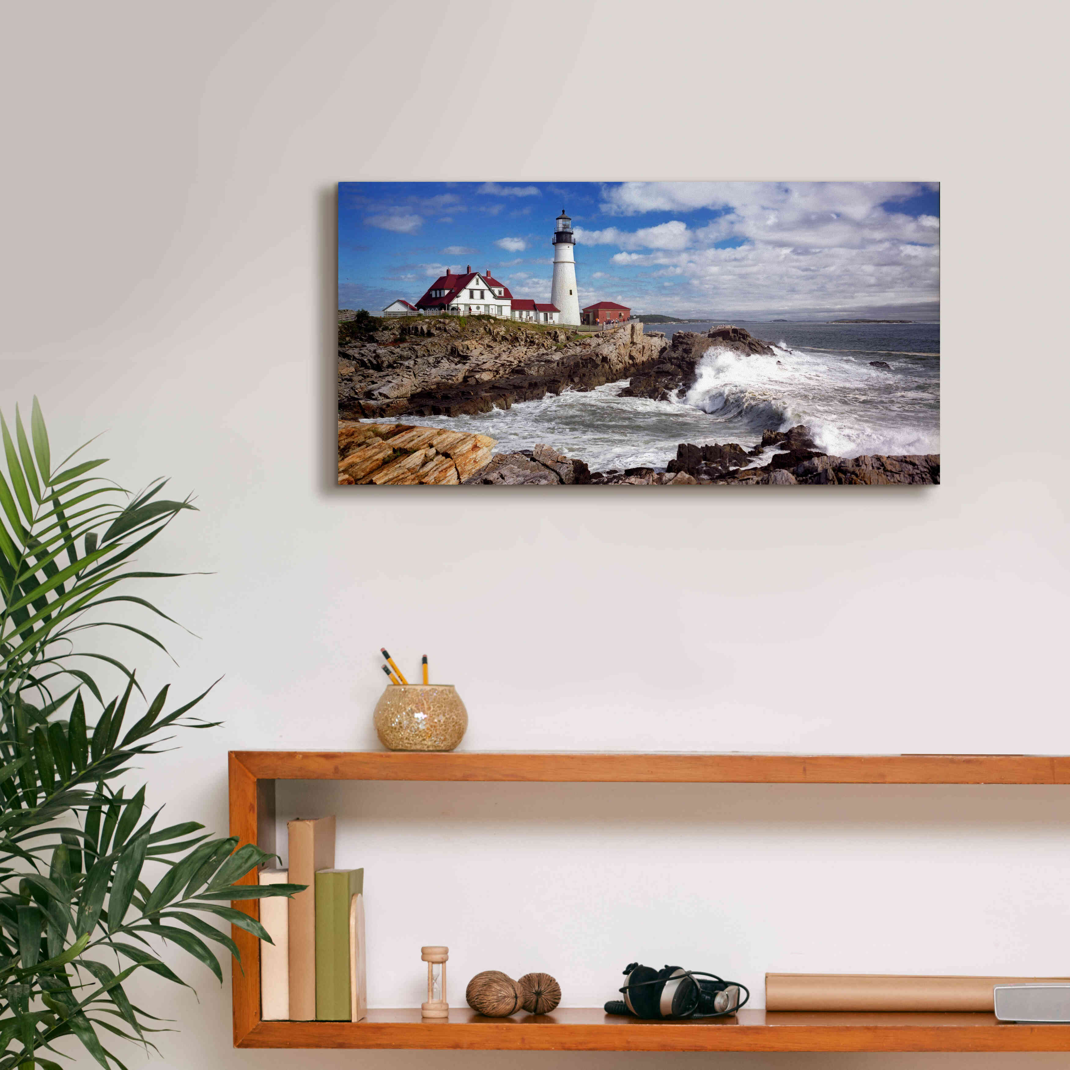 'Portland Head Light' by Mike Jones, Giclee Canvas Wall Art,24 x 12