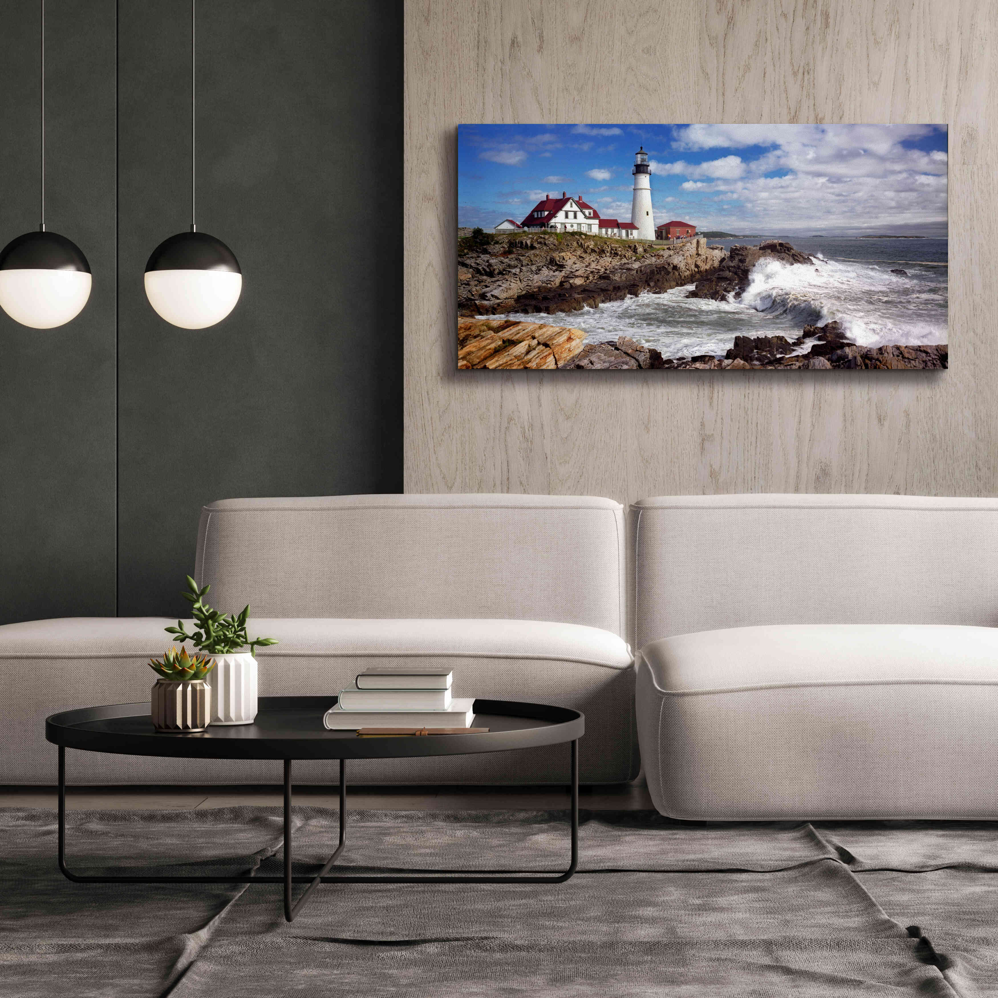'Portland Head Light' by Mike Jones, Giclee Canvas Wall Art,60 x 30