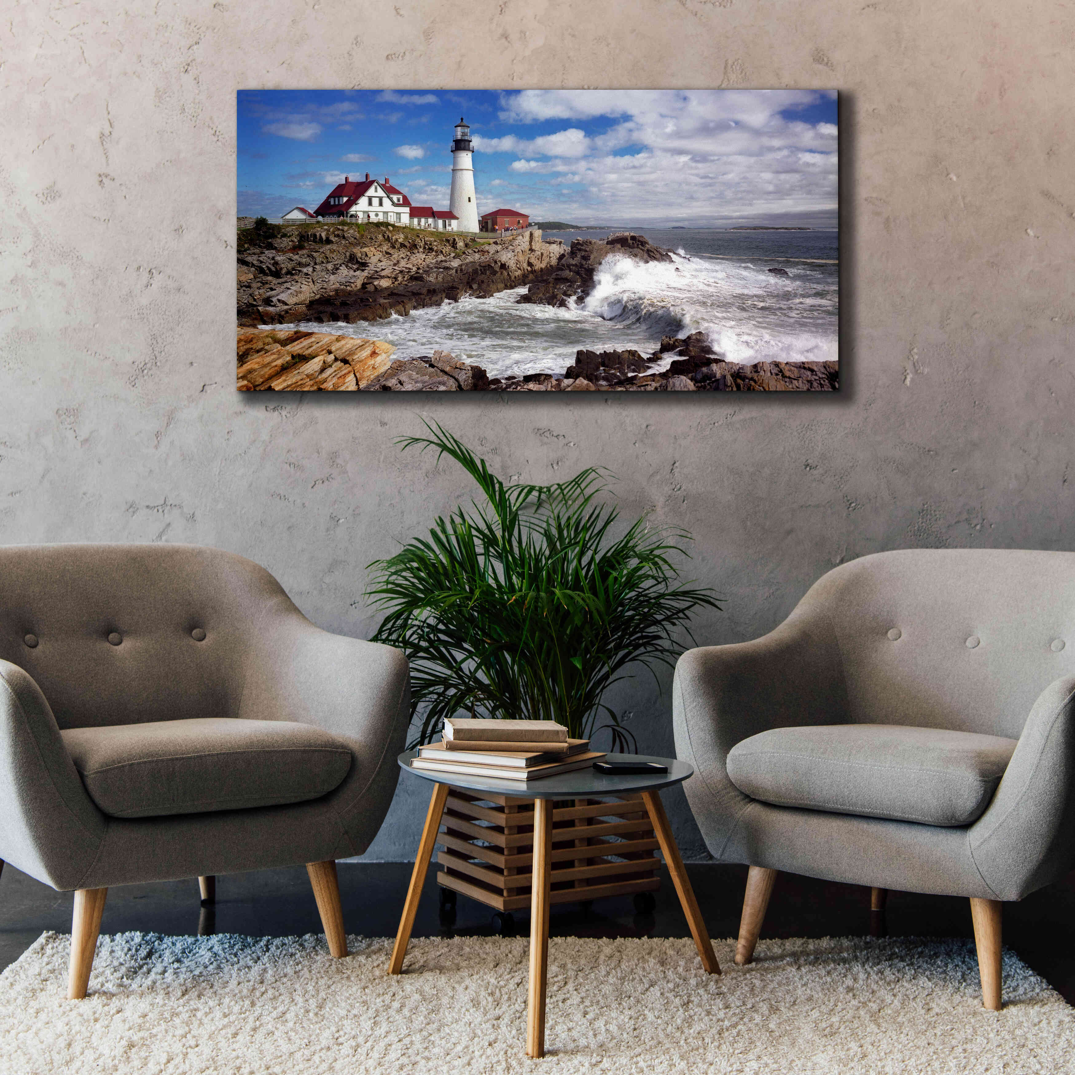 'Portland Head Light' by Mike Jones, Giclee Canvas Wall Art,60 x 30