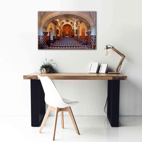 Image of 'San Xavier from front door' by Mike Jones, Giclee Canvas Wall Art,40 x 26