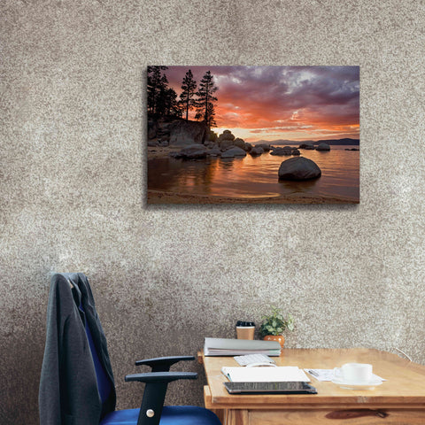 Image of 'Sand Harbor Sunset' by Mike Jones, Giclee Canvas Wall Art,40 x 26