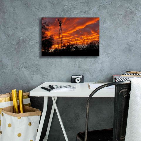 Image of 'Superior Windmill Sunset' by Mike Jones, Giclee Canvas Wall Art,18 x 12