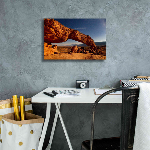 Image of 'Utah Sunset Arch' by Mike Jones, Giclee Canvas Wall Art,18 x 12