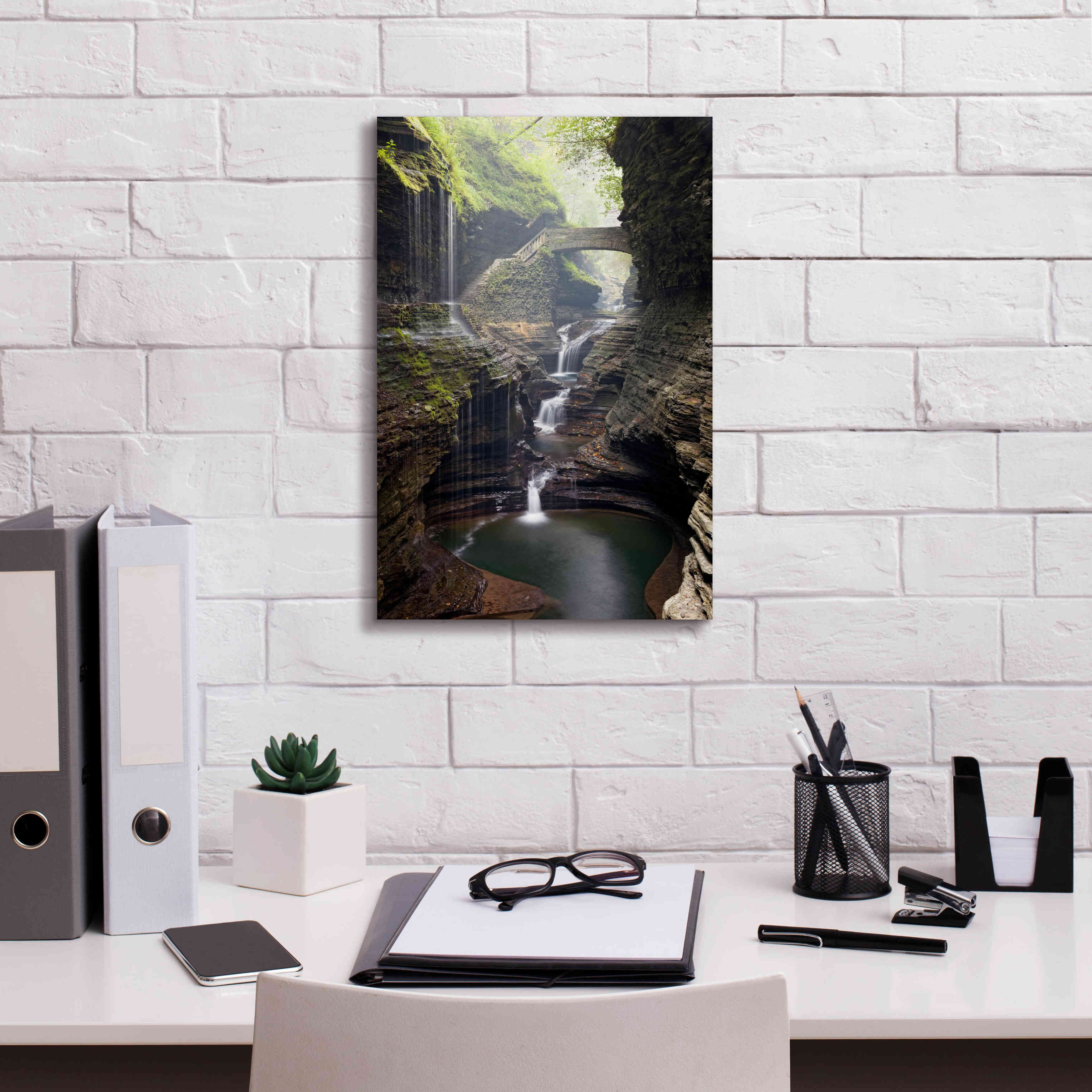 'Watkins Glen Rainbow Bridge' by Mike Jones, Giclee Canvas Wall Art,12 x 18