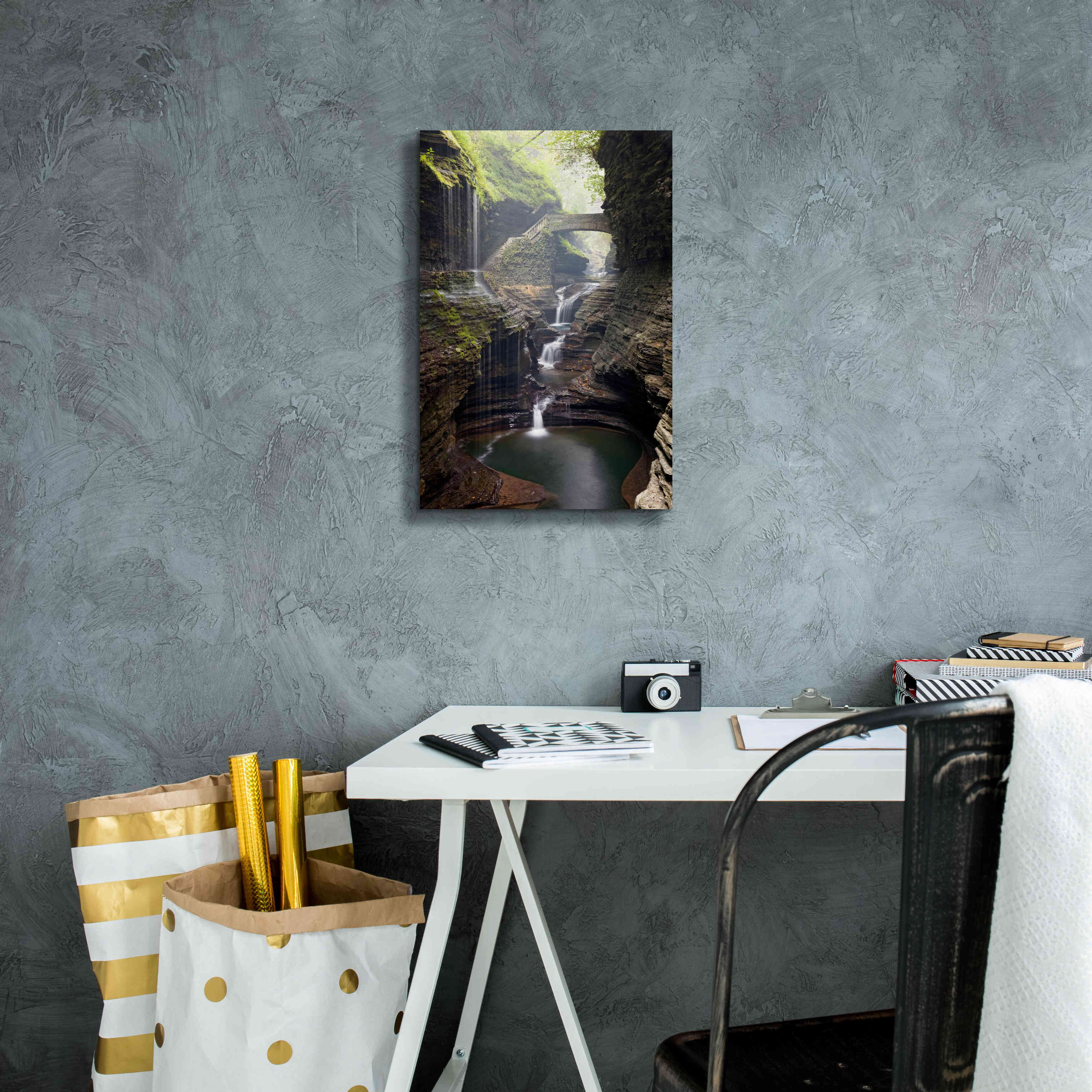 'Watkins Glen Rainbow Bridge' by Mike Jones, Giclee Canvas Wall Art,12 x 18