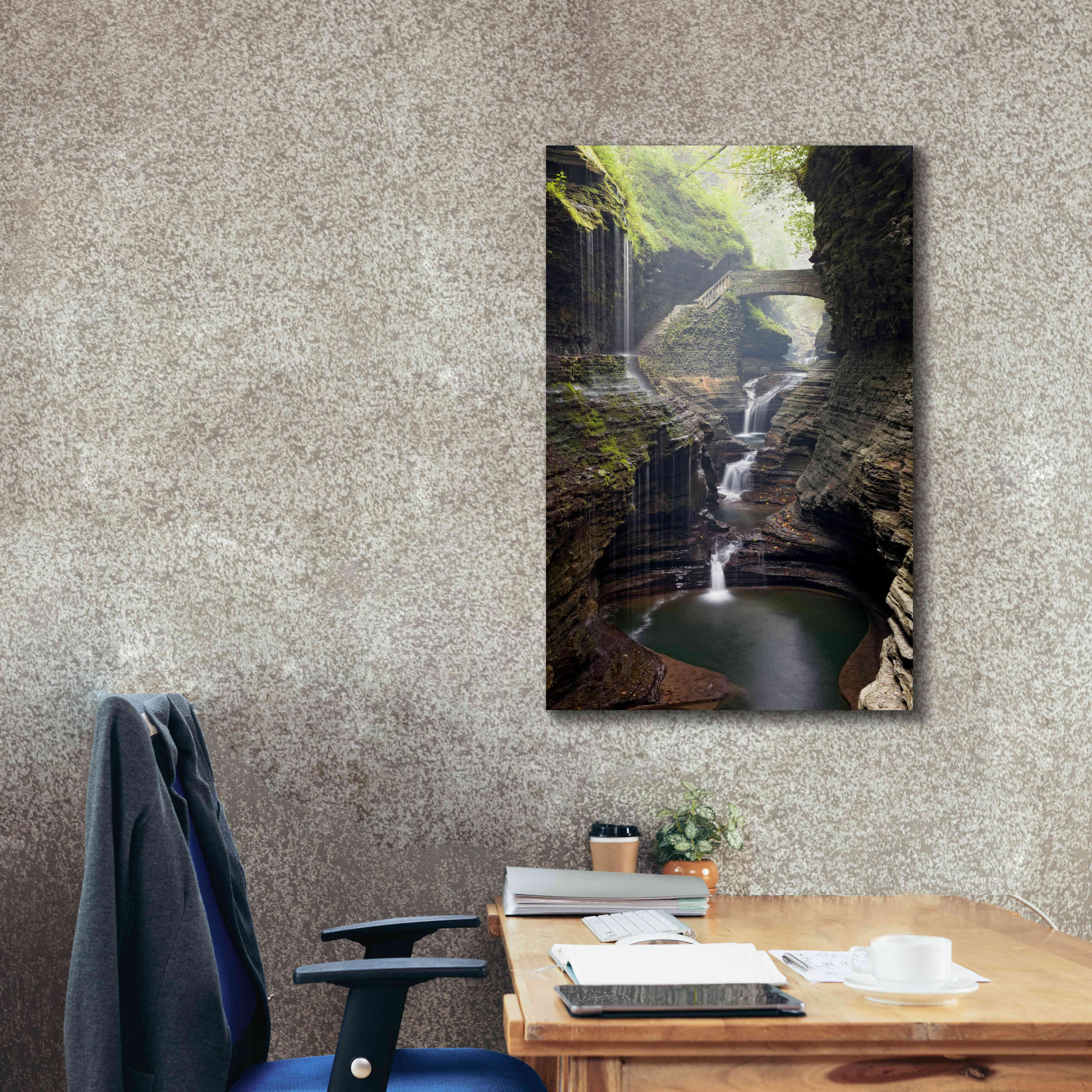 'Watkins Glen Rainbow Bridge' by Mike Jones, Giclee Canvas Wall Art,26 x 40