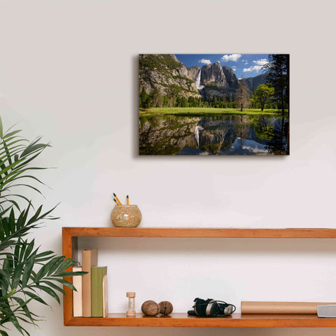 Image of 'Yosemite Falls Reflection' by Mike Jones, Giclee Canvas Wall Art,18 x 12