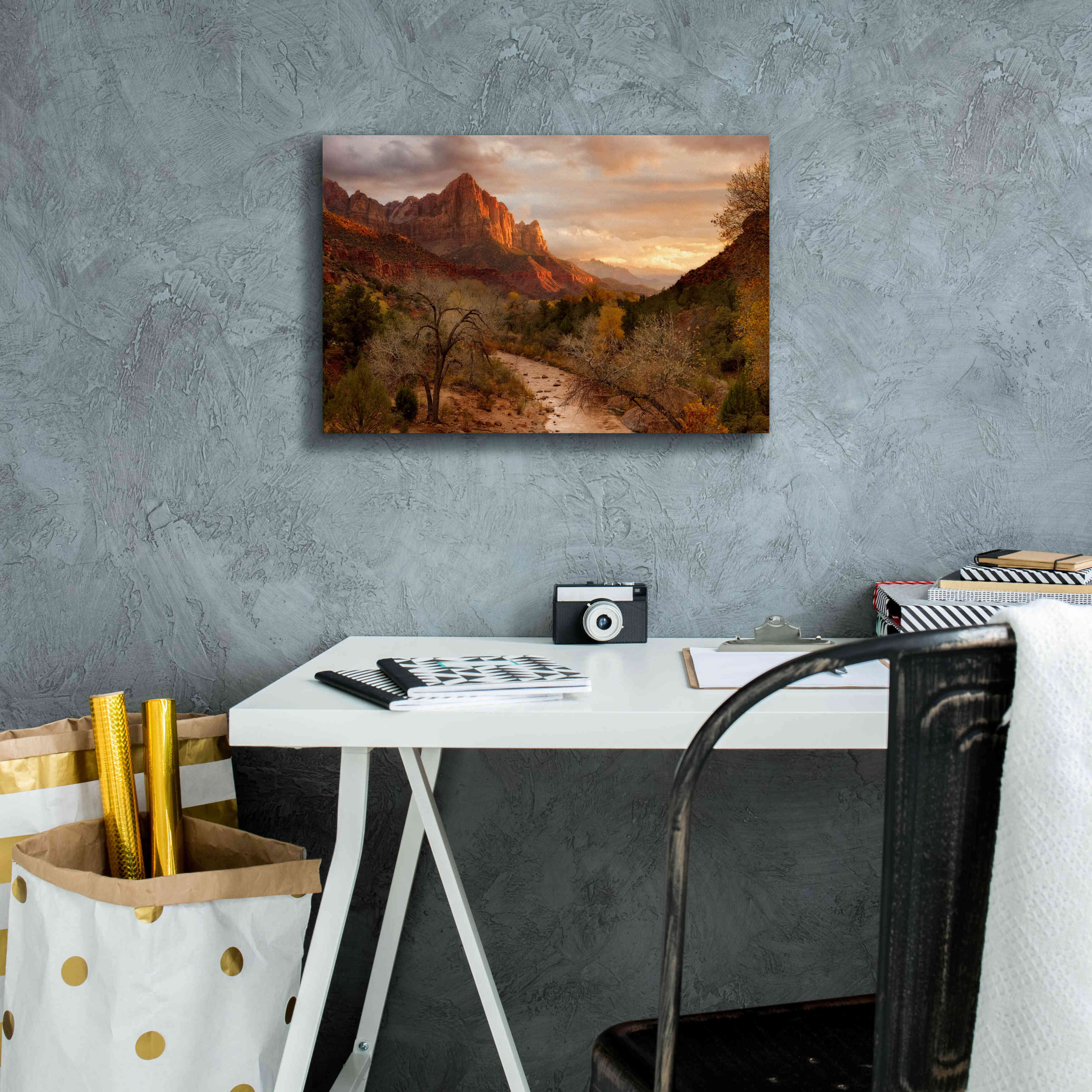 'Zion Watchmen Sunset' by Mike Jones, Giclee Canvas Wall Art,18 x 12