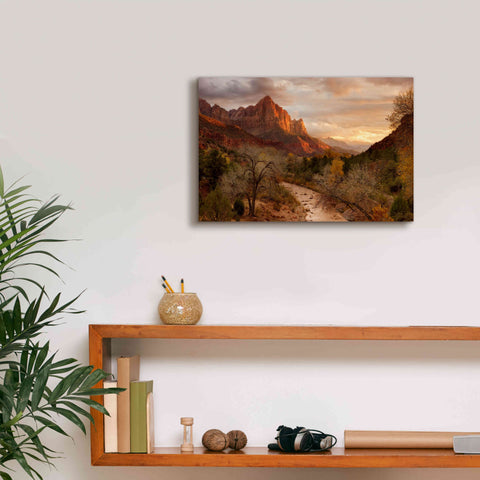Image of 'Zion Watchmen Sunset' by Mike Jones, Giclee Canvas Wall Art,18 x 12