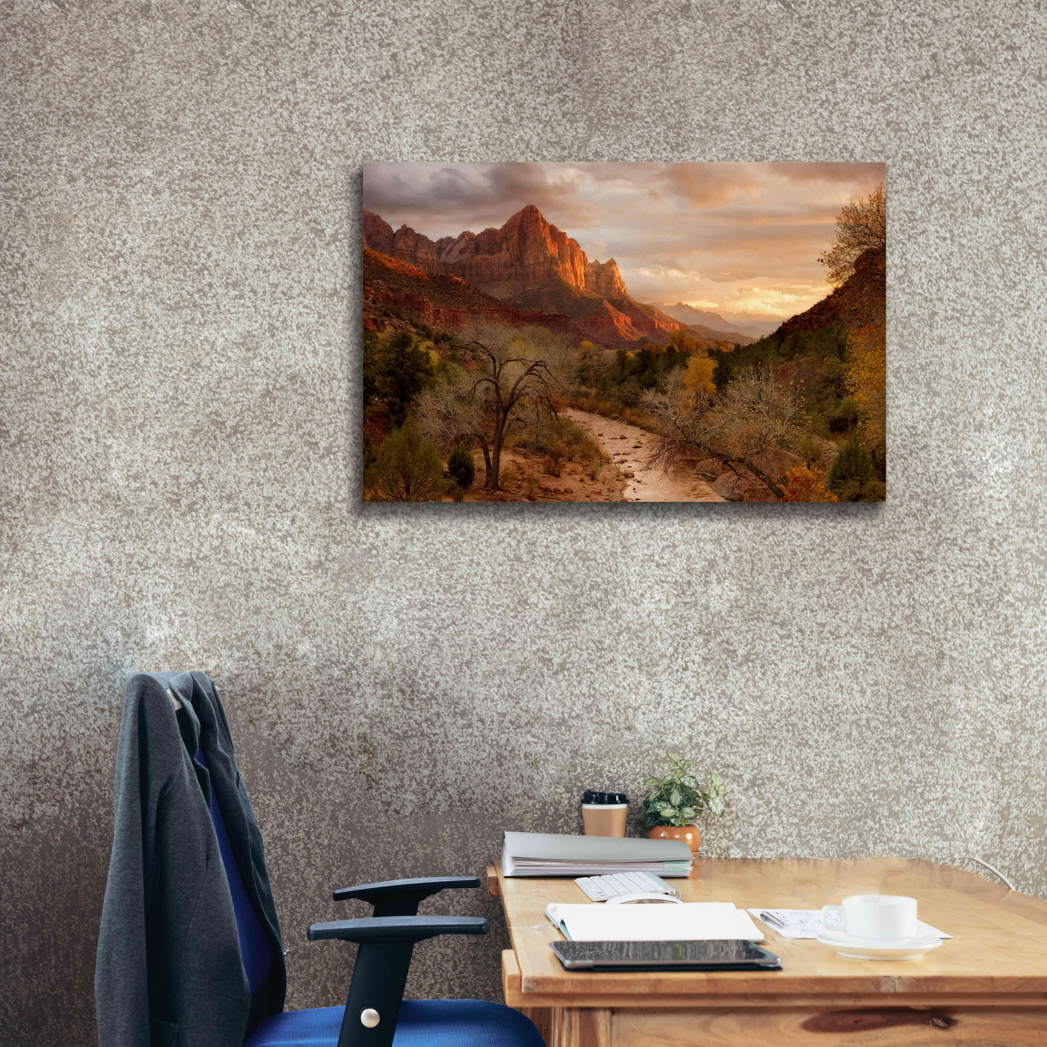 'Zion Watchmen Sunset' by Mike Jones, Giclee Canvas Wall Art,40 x 26