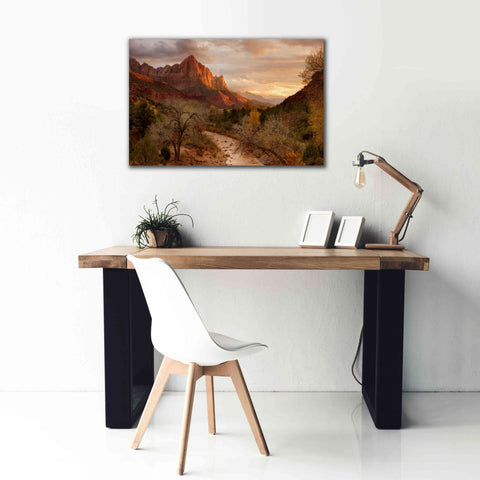 Image of 'Zion Watchmen Sunset' by Mike Jones, Giclee Canvas Wall Art,40 x 26