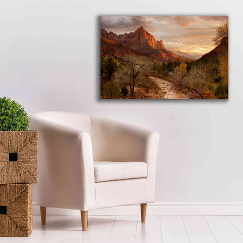Image of 'Zion Watchmen Sunset' by Mike Jones, Giclee Canvas Wall Art,40 x 26