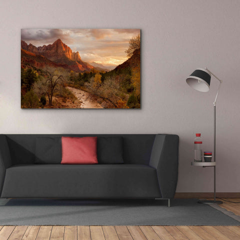 Image of 'Zion Watchmen Sunset' by Mike Jones, Giclee Canvas Wall Art,60 x 40