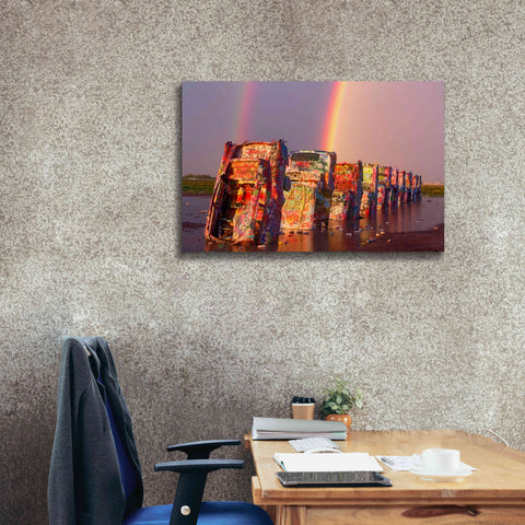 'Cadillac Ranch Rainbow' by Mike Jones, Giclee Canvas Wall Art,40 x 26