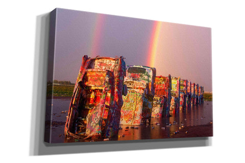 Image of 'Cadillac Ranch Rainbow' by Mike Jones, Giclee Canvas Wall Art