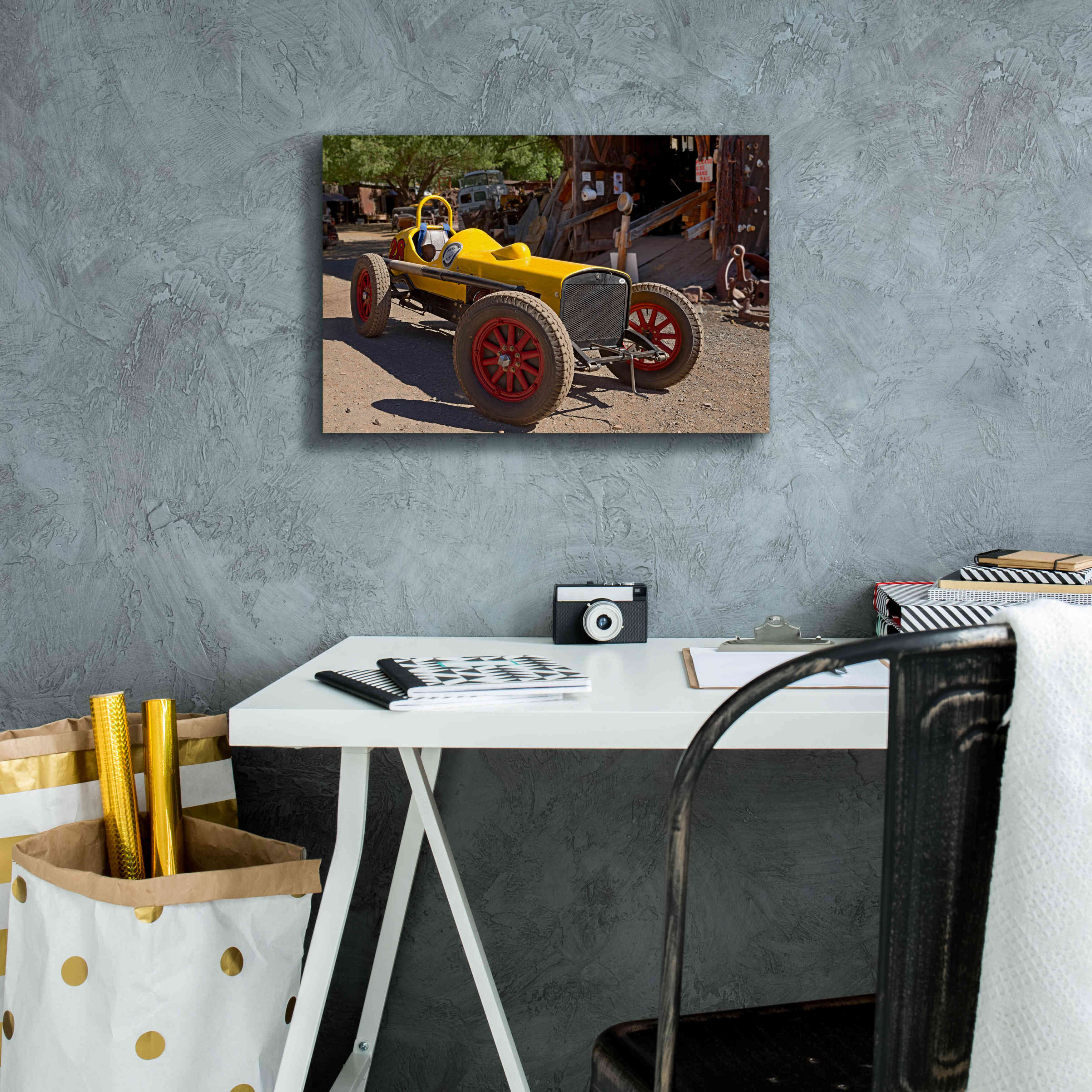 'Gold King Mine Race Car' by Mike Jones, Giclee Canvas Wall Art,18 x 12