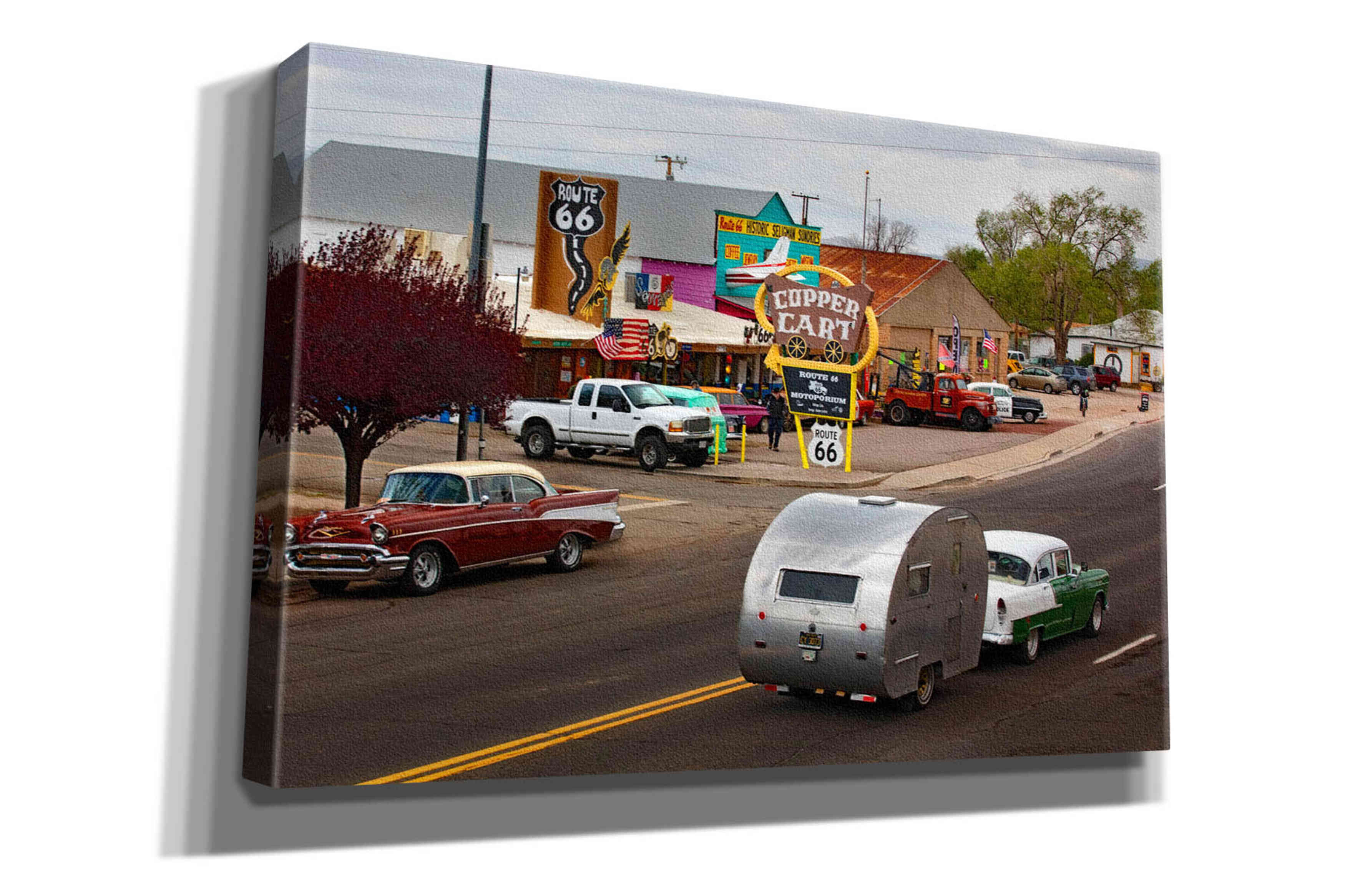 'Route 66 Fun Run Motoporium' by Mike Jones, Giclee Canvas Wall Art