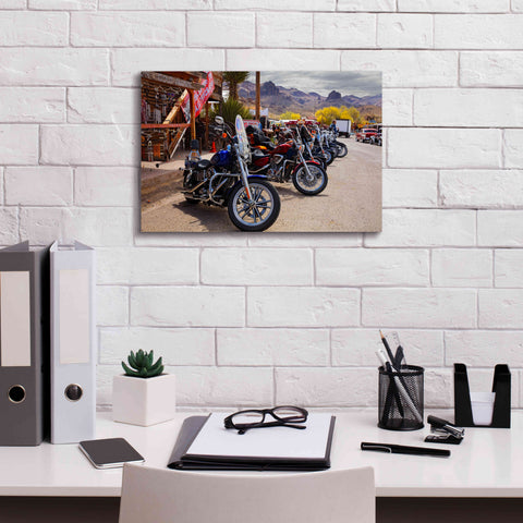 Image of 'Route 66 Fun Run Oatman Motorcycles' by Mike Jones, Giclee Canvas Wall Art,18 x 12