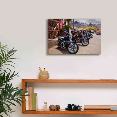 Image of 'Route 66 Fun Run Oatman Motorcycles' by Mike Jones, Giclee Canvas Wall Art,18 x 12