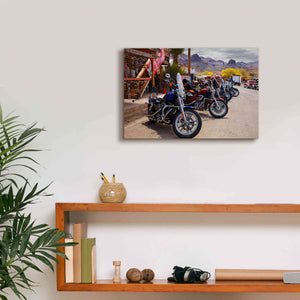 'Route 66 Fun Run Oatman Motorcycles' by Mike Jones, Giclee Canvas Wall Art,18 x 12