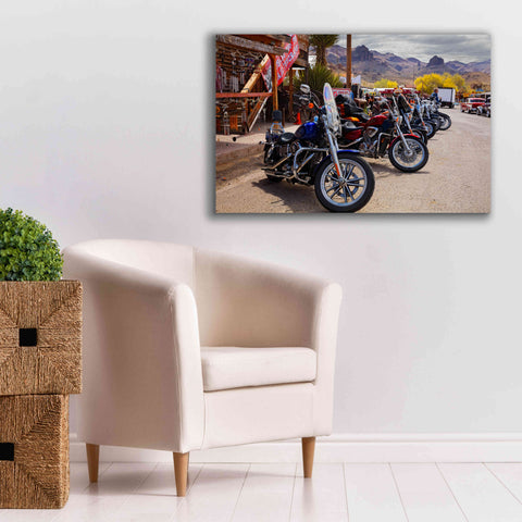 Image of 'Route 66 Fun Run Oatman Motorcycles' by Mike Jones, Giclee Canvas Wall Art,40 x 26