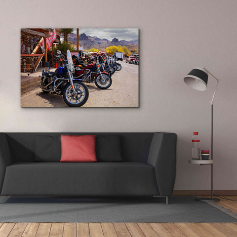 Image of 'Route 66 Fun Run Oatman Motorcycles' by Mike Jones, Giclee Canvas Wall Art,60 x 40