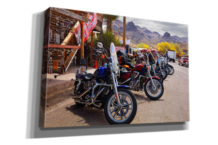 'Route 66 Fun Run Oatman Motorcycles' by Mike Jones, Giclee Canvas Wall Art