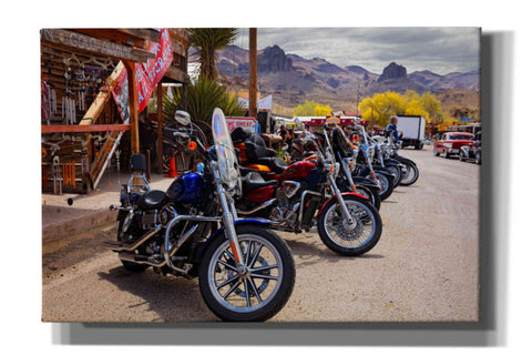 Image of 'Route 66 Fun Run Oatman Motorcycles' by Mike Jones, Giclee Canvas Wall Art