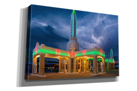Image of 'Route 66 Shamrock Texas Conoco Lightning' by Mike Jones, Giclee Canvas Wall Art