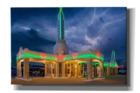 Image of 'Route 66 Shamrock Texas Conoco Lightning' by Mike Jones, Giclee Canvas Wall Art
