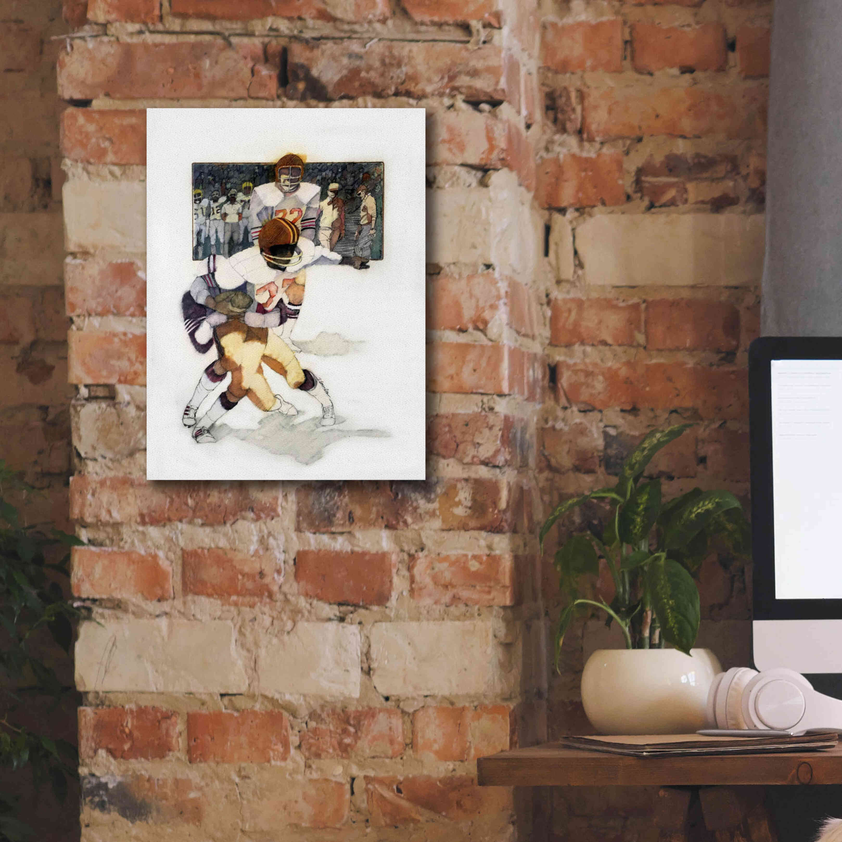 'The Tackle' by Bruce Dean, Giclee Canvas Wall Art,12x16