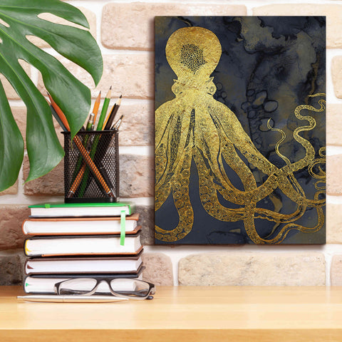 Image of 'Octopus Ink Gold & Blue I' by Christine Zalewski, Giclee Canvas Wall Art,12x16