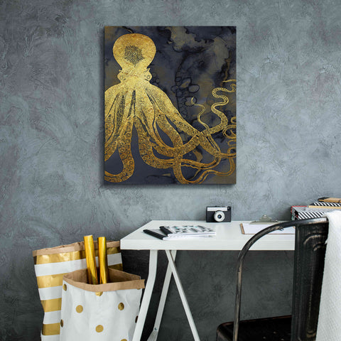 Image of 'Octopus Ink Gold & Blue I' by Christine Zalewski, Giclee Canvas Wall Art,20x24