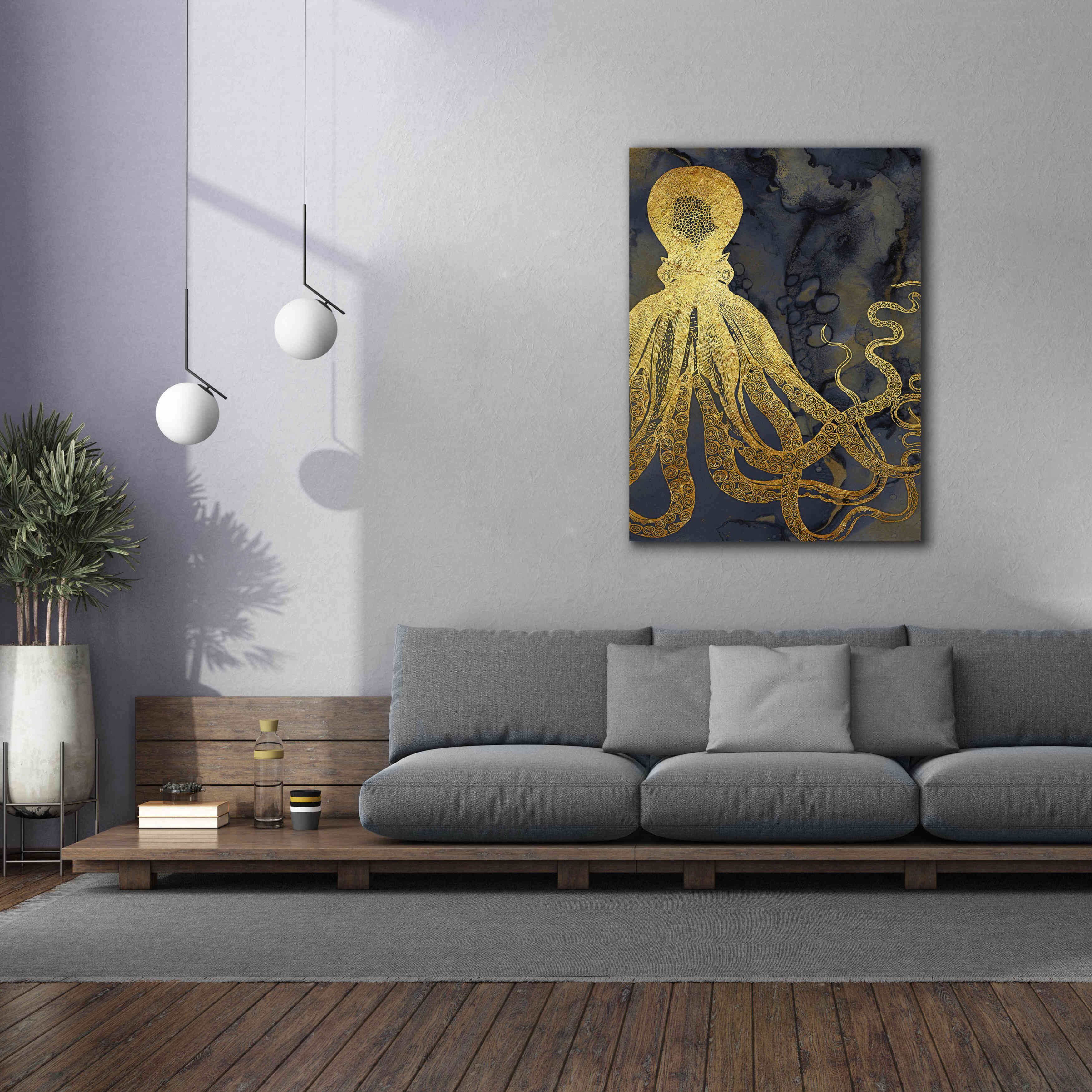 'Octopus Ink Gold & Blue I' by Christine Zalewski, Giclee Canvas Wall Art,40x54