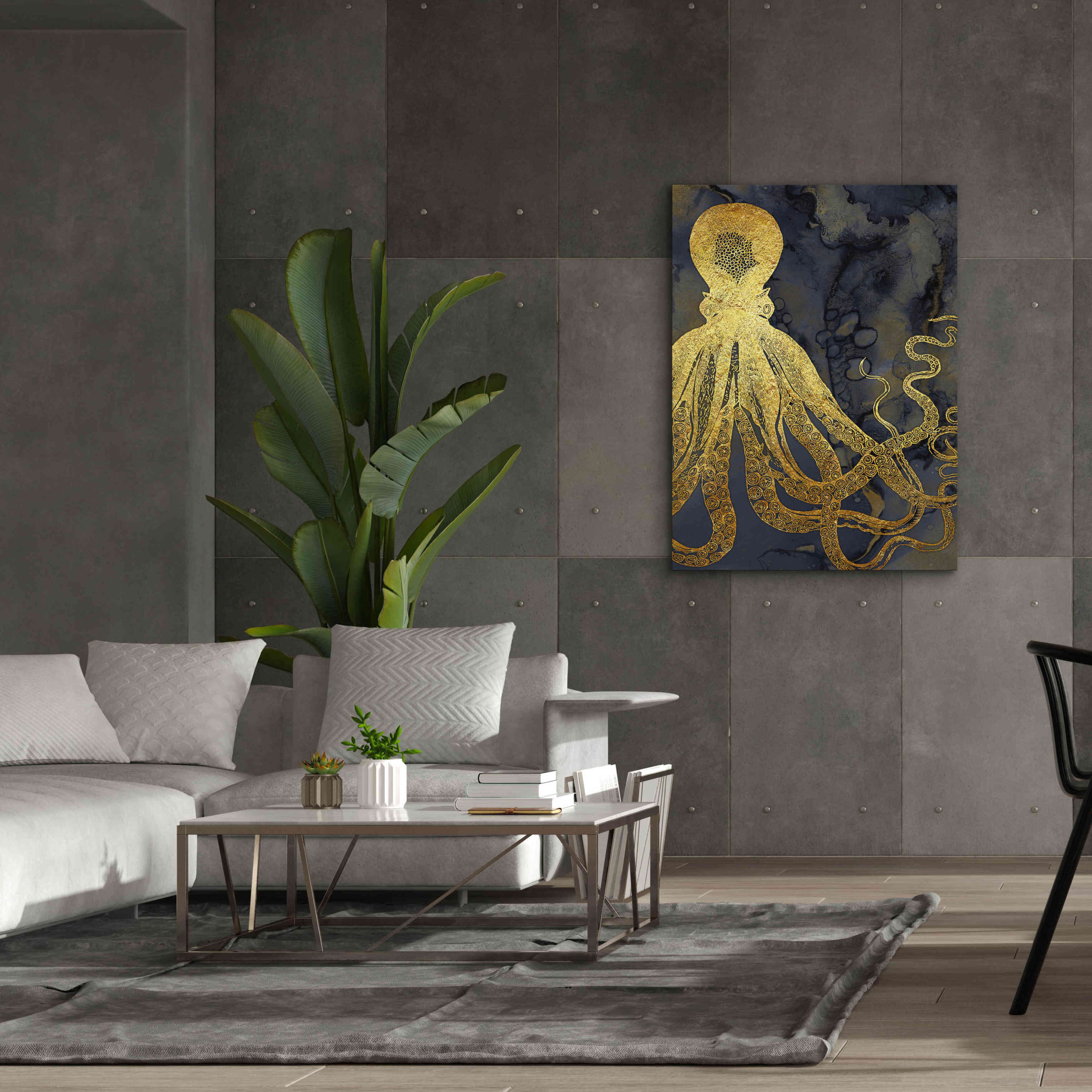 'Octopus Ink Gold & Blue I' by Christine Zalewski, Giclee Canvas Wall Art,40x54