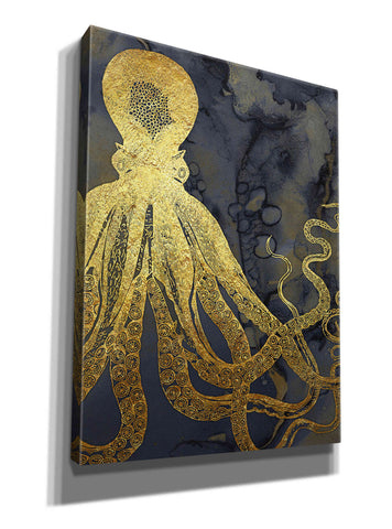 Image of 'Octopus Ink Gold & Blue I' by Christine Zalewski, Giclee Canvas Wall Art