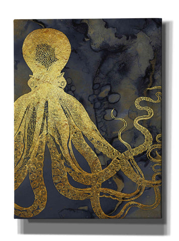 Image of 'Octopus Ink Gold & Blue I' by Christine Zalewski, Giclee Canvas Wall Art