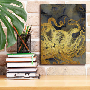 'Octopus Ink Gold & Blue II' by Christine Zalewski, Giclee Canvas Wall Art,12x16