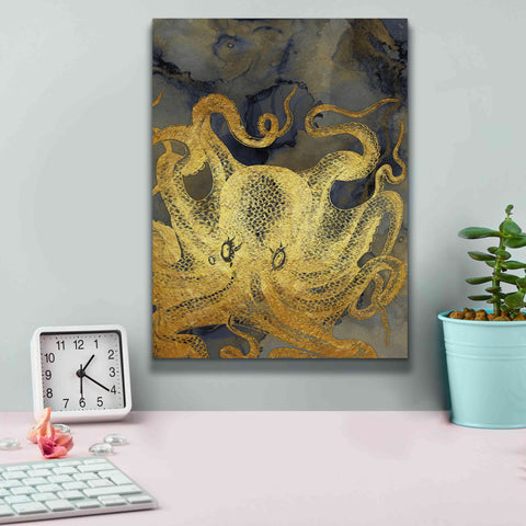 Image of 'Octopus Ink Gold & Blue II' by Christine Zalewski, Giclee Canvas Wall Art,12x16