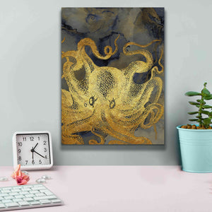 'Octopus Ink Gold & Blue II' by Christine Zalewski, Giclee Canvas Wall Art,12x16