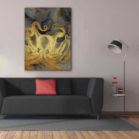 Image of 'Octopus Ink Gold & Blue II' by Christine Zalewski, Giclee Canvas Wall Art,40x54