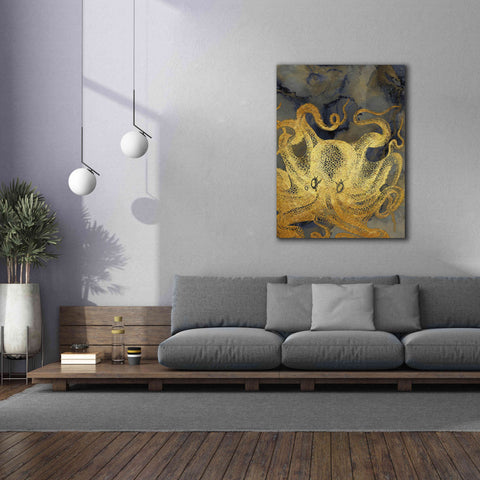 Image of 'Octopus Ink Gold & Blue II' by Christine Zalewski, Giclee Canvas Wall Art,40x54