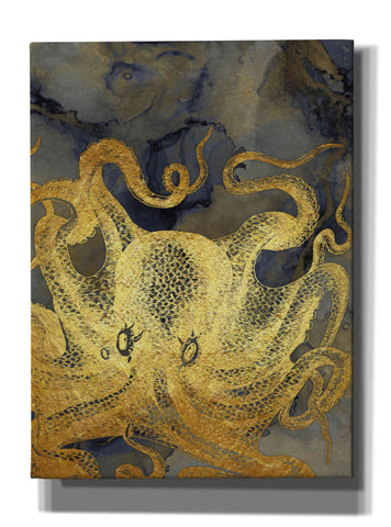 Image of 'Octopus Ink Gold & Blue II' by Christine Zalewski, Giclee Canvas Wall Art